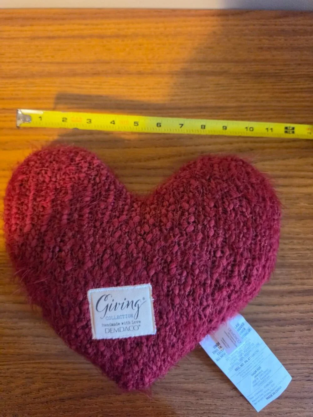 DEMDACO Giving Collection Burgundy Knit Weighted Heart Pillow 1.8 lbs